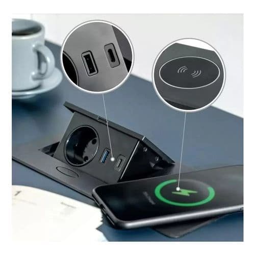 GTV AE-PB1SAVAP-20-ROZETKA TƏKLİ+NAQİLSİZ ŞARJ +USB QARA