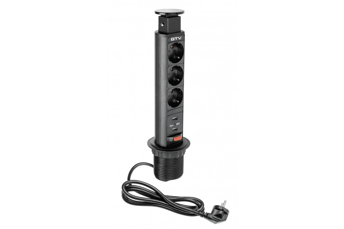 GTV AE-BPW3S60U-20 ROZETKA ÜÇLÜ QARA + USB