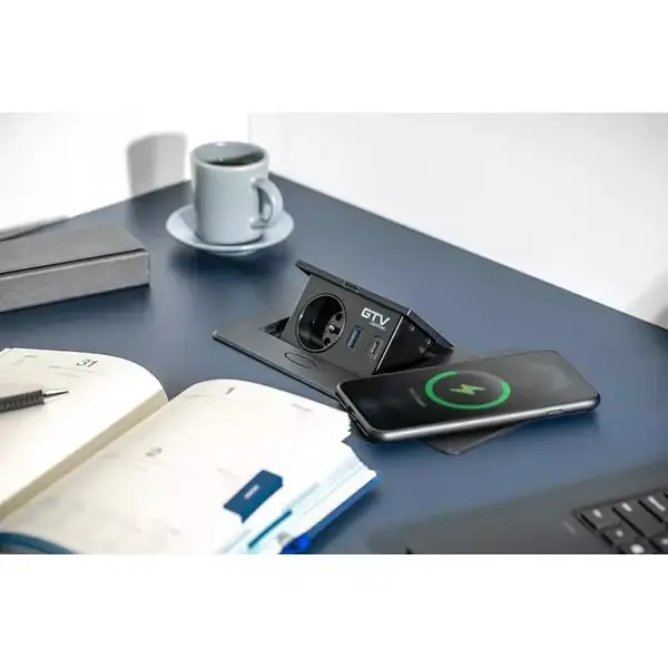GTV AE-PB1SAVAP-20-ROZETKA TƏKLİ+NAQİLSİZ ŞARJ +USB QARA